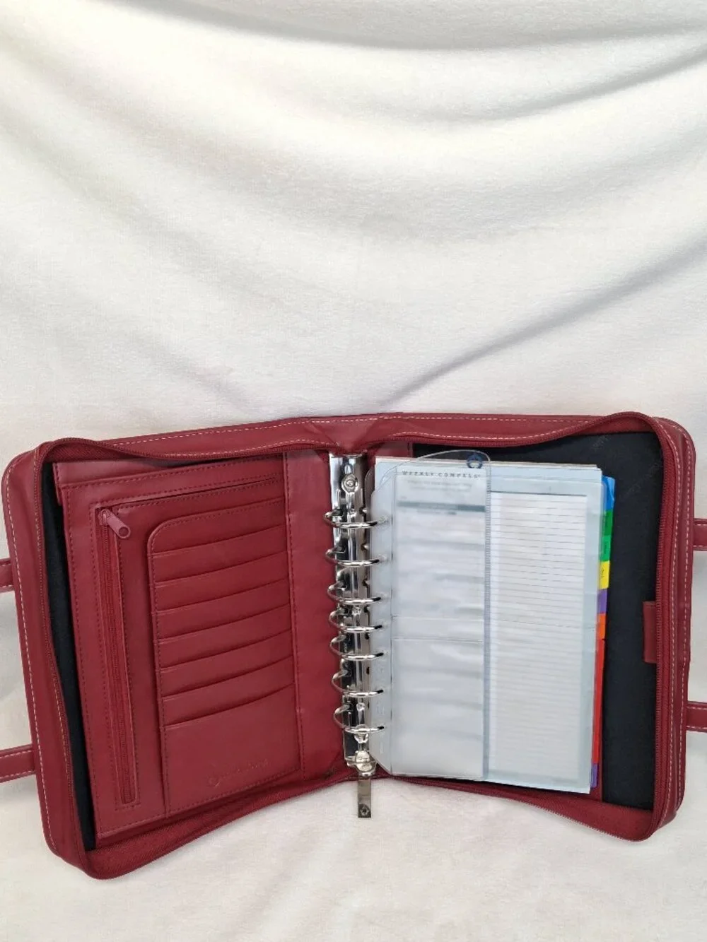 FRANKLIN COVEY Red 7 Ring Planner Binder With Handles Full Zip Read
